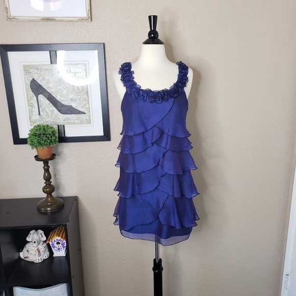 Signature by Robbie Bee ~ Blue Ruffle Dress ~ 4P - Picture 1 of 4